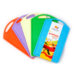 Купить Доска разделочная "В клеточку" большая цветная 200x310 от производителя Материя Пластика