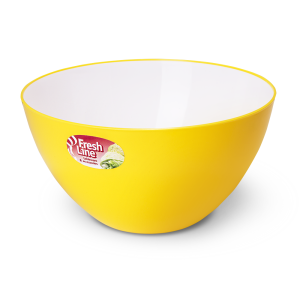 Купить Миска двухцветная "Fresh Line" d225, 3 л бело-желтая от производителя Материя Пластика