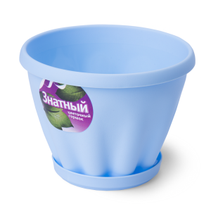Купить Горшок цветочный "Знатный" голубой с поддоном d110 0,45 л от производителя Материя Пластика