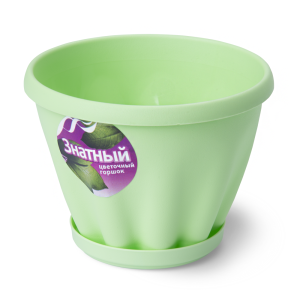 Купить Горшок цветочный "Знатный"  зеленый с поддоном d110 0,45 л от производителя Материя Пластика