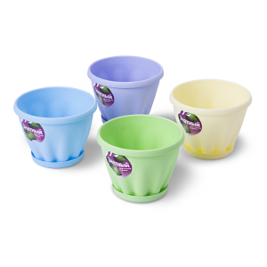 Купить Горшок цветочный "Знатный" цветной с поддоном d110 0,45 л от производителя Материя Пластика